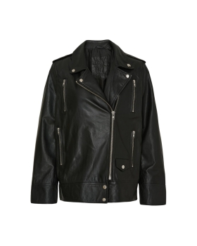 Notyz - Oversized Bikerjakke i Lammeskind