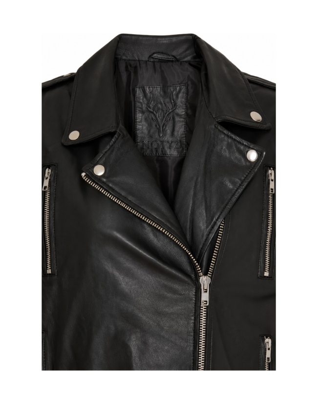 Notyz - Oversized Bikerjakke i Lammeskind