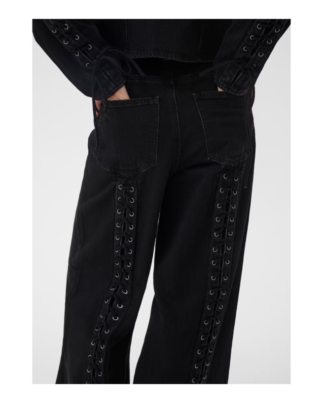 Gestuz - Wide Leg Jeans Dark Grey Washed / Black