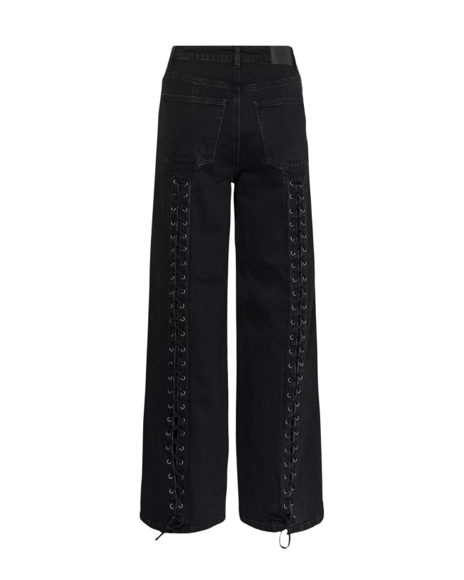 Gestuz - Wide Leg Jeans Dark Grey Washed / Black