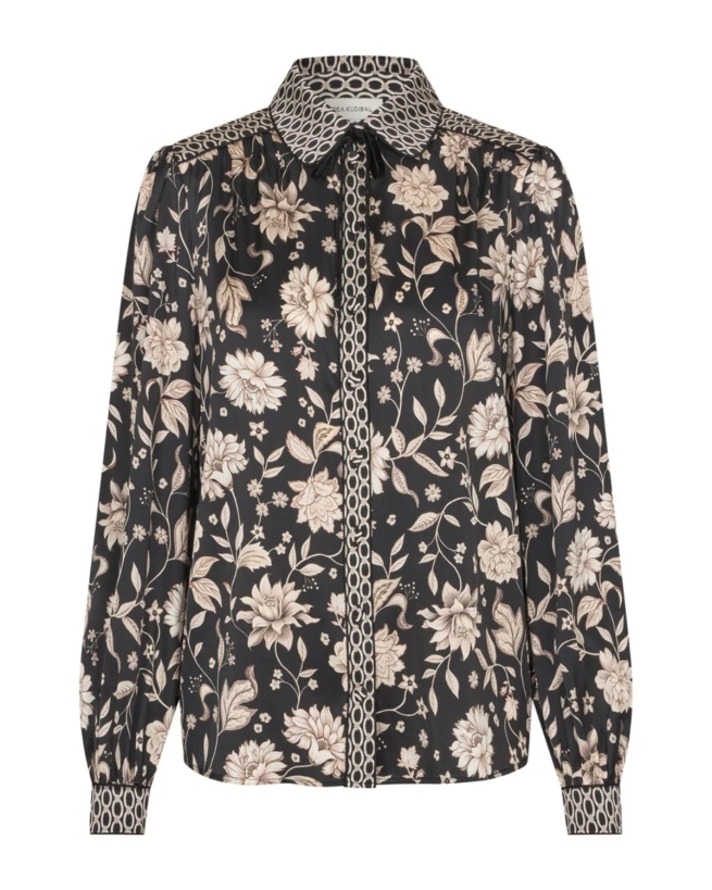 Kudibal - MARGIT SILKEBLUSE MED BLOMSTERPRINT